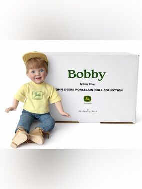 Danbury Mint John Deere "Bobby" Porcelain Collector Doll | Yellow T-Shirt & Cap